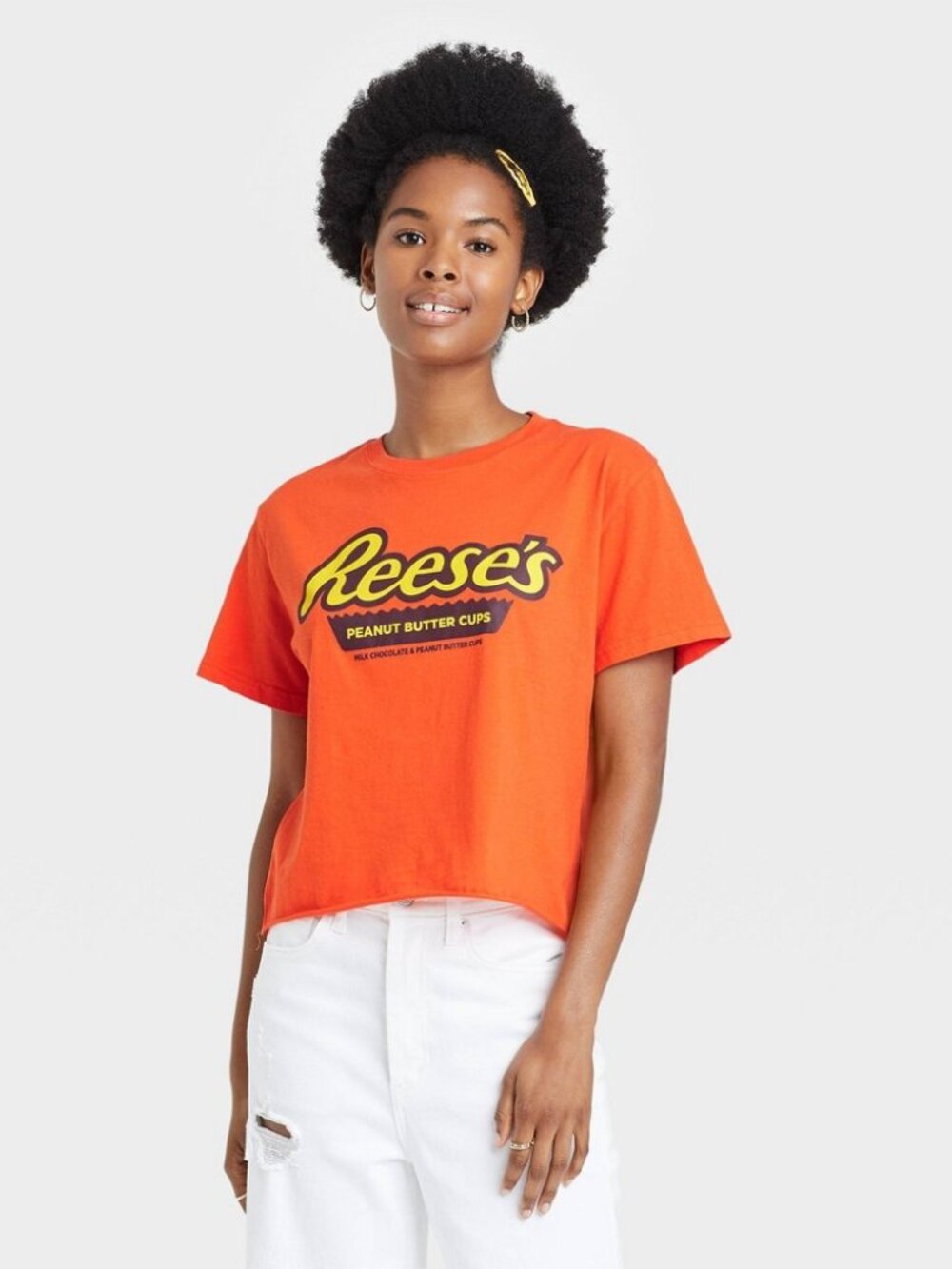 Reese's Womens Petite Cropped Graphic Tee New With Tags Size Small